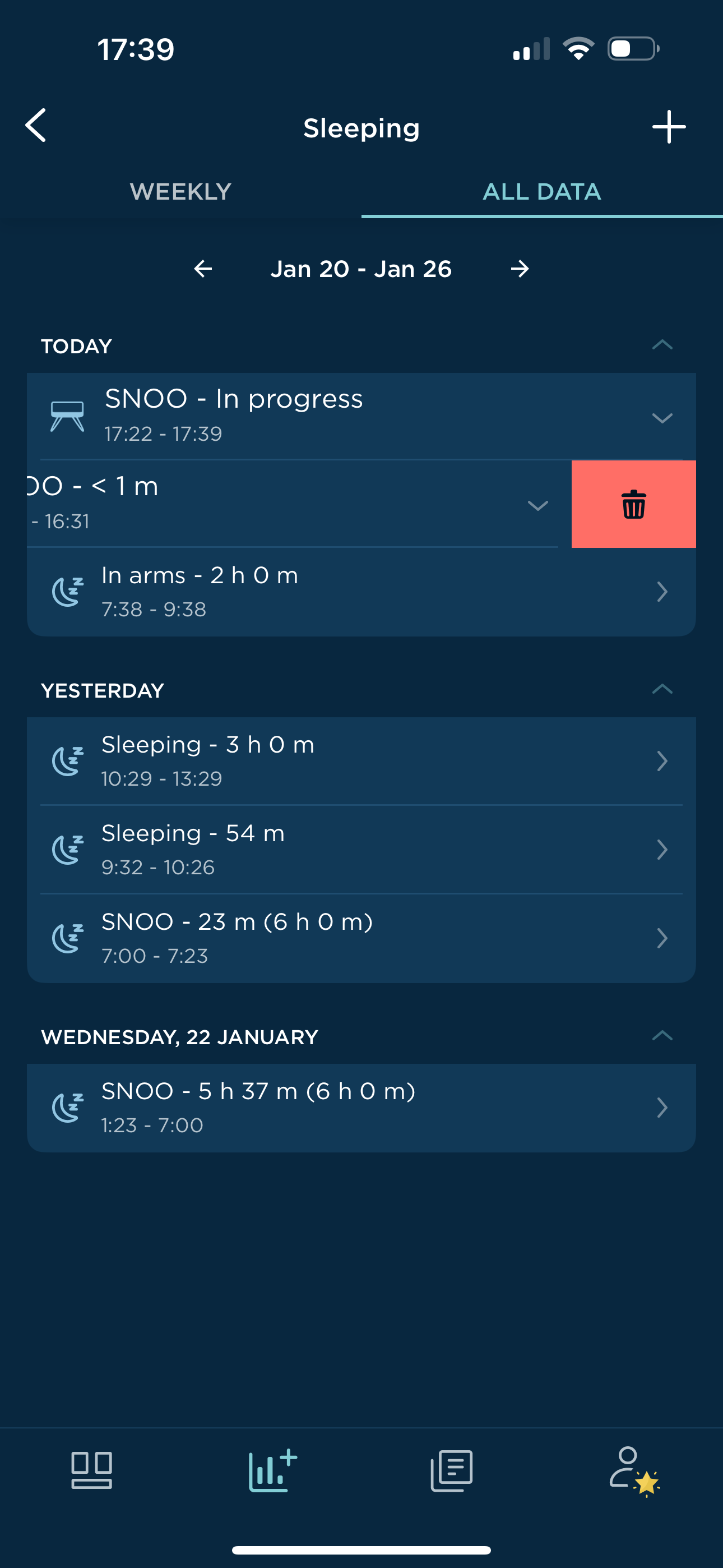 I forgot to turn off SNOO when I took my baby out. How can I delete a SNOO session? Delete Sleep Session.PNG